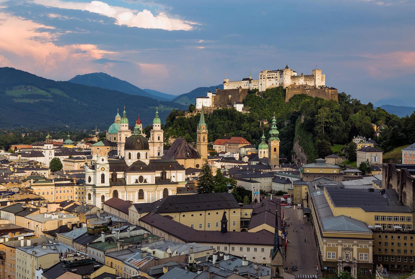 Wallpapers The castle of Salzburg with views of the Old town Salzburg Austria on the desktop