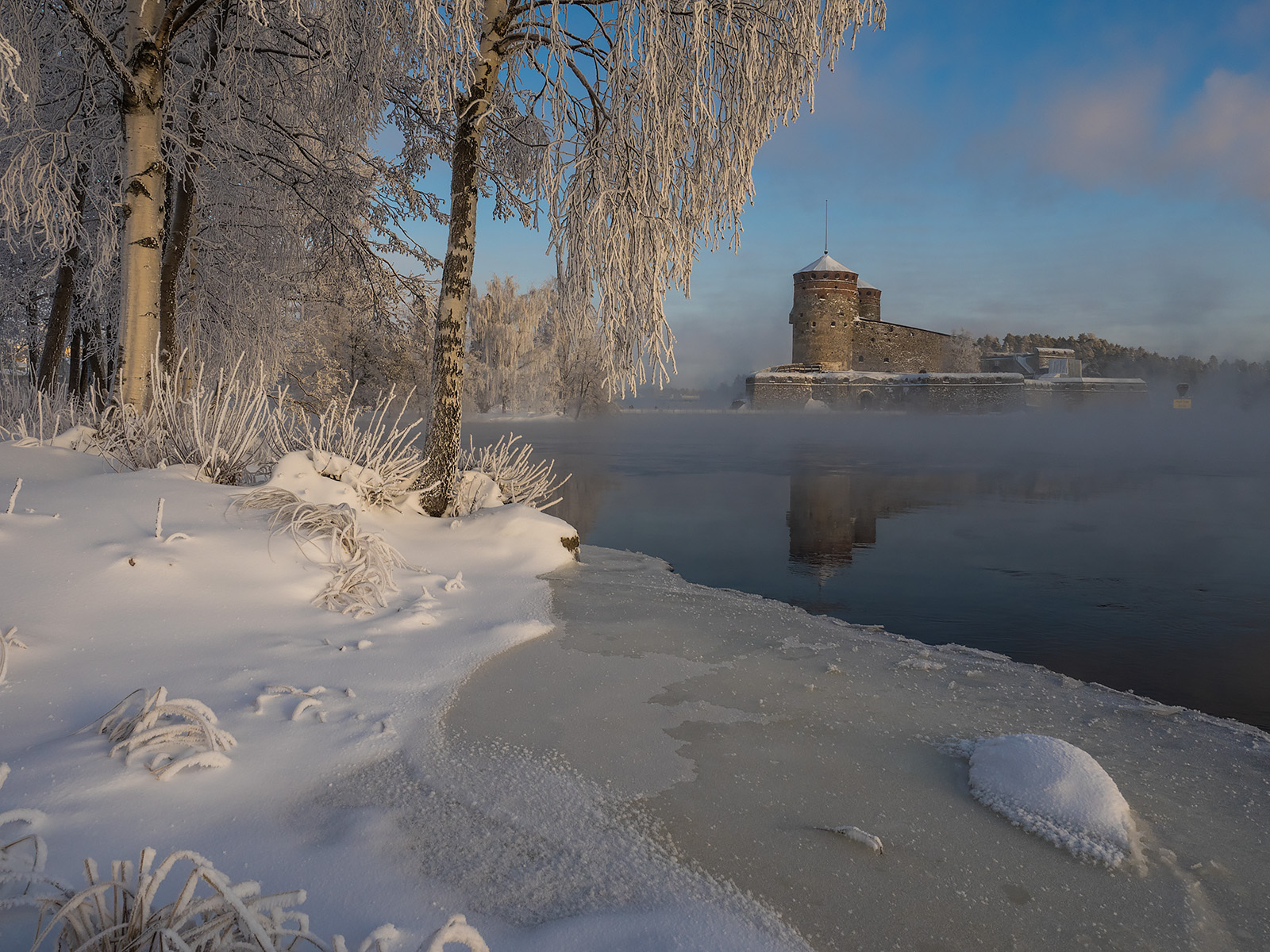桌面上的壁纸冬季 景观 芬兰城堡