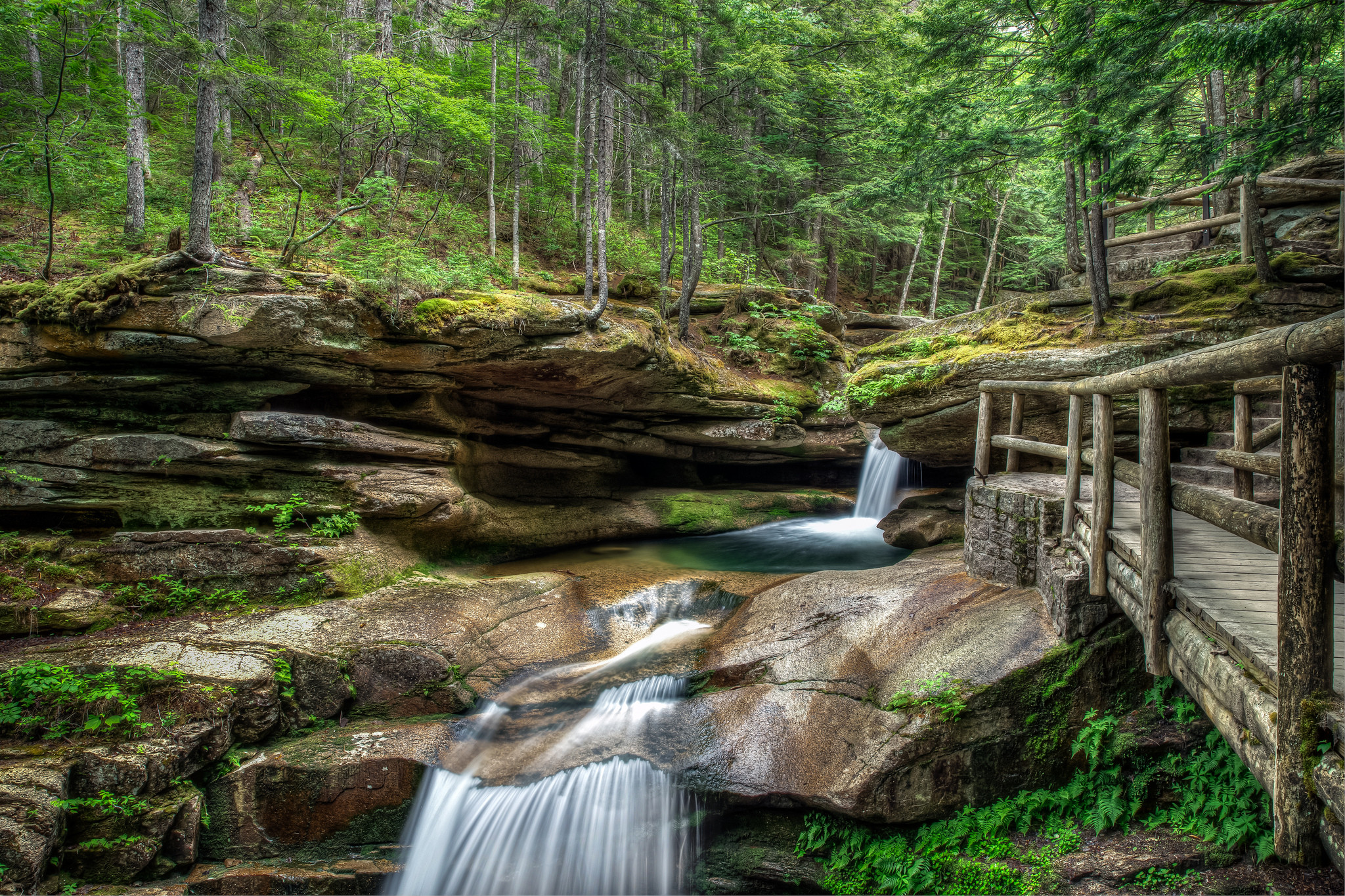 Wallpapers waterfall New England forest on the desktop