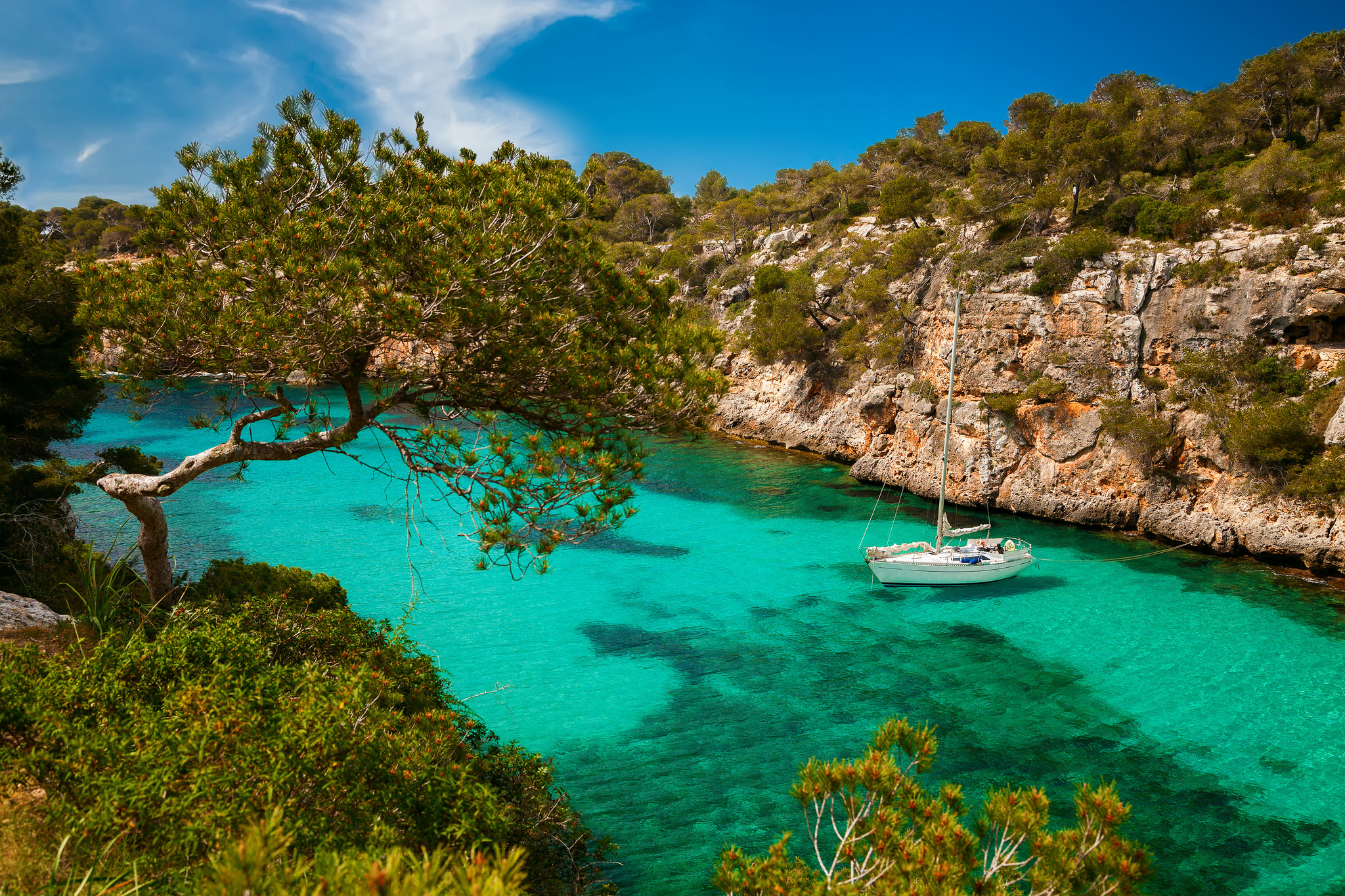 Wallpapers yacht azure sea Mallorca on the desktop