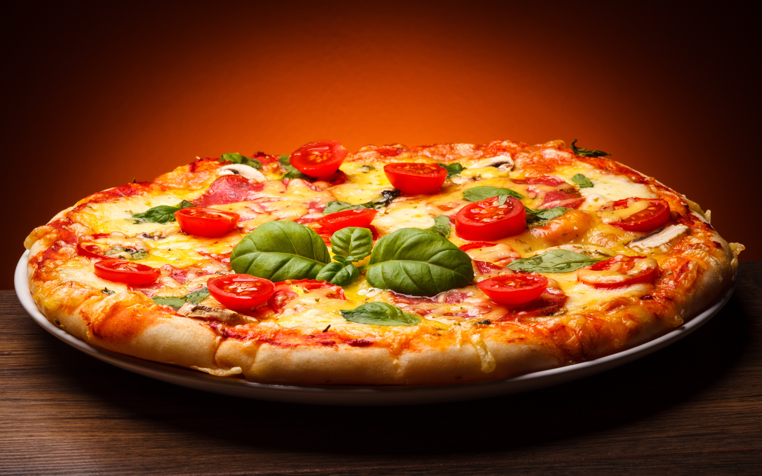 Wallpapers pizza tomato cheese on the desktop