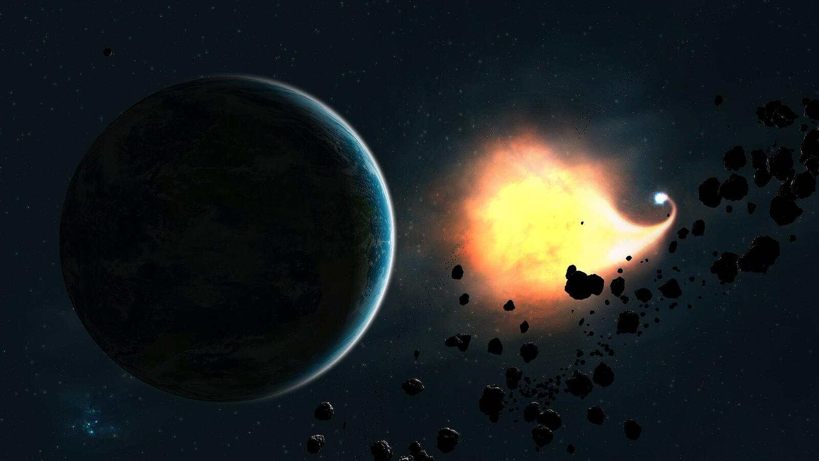 Обои вспышка планета пояс астероидов на рабочий стол