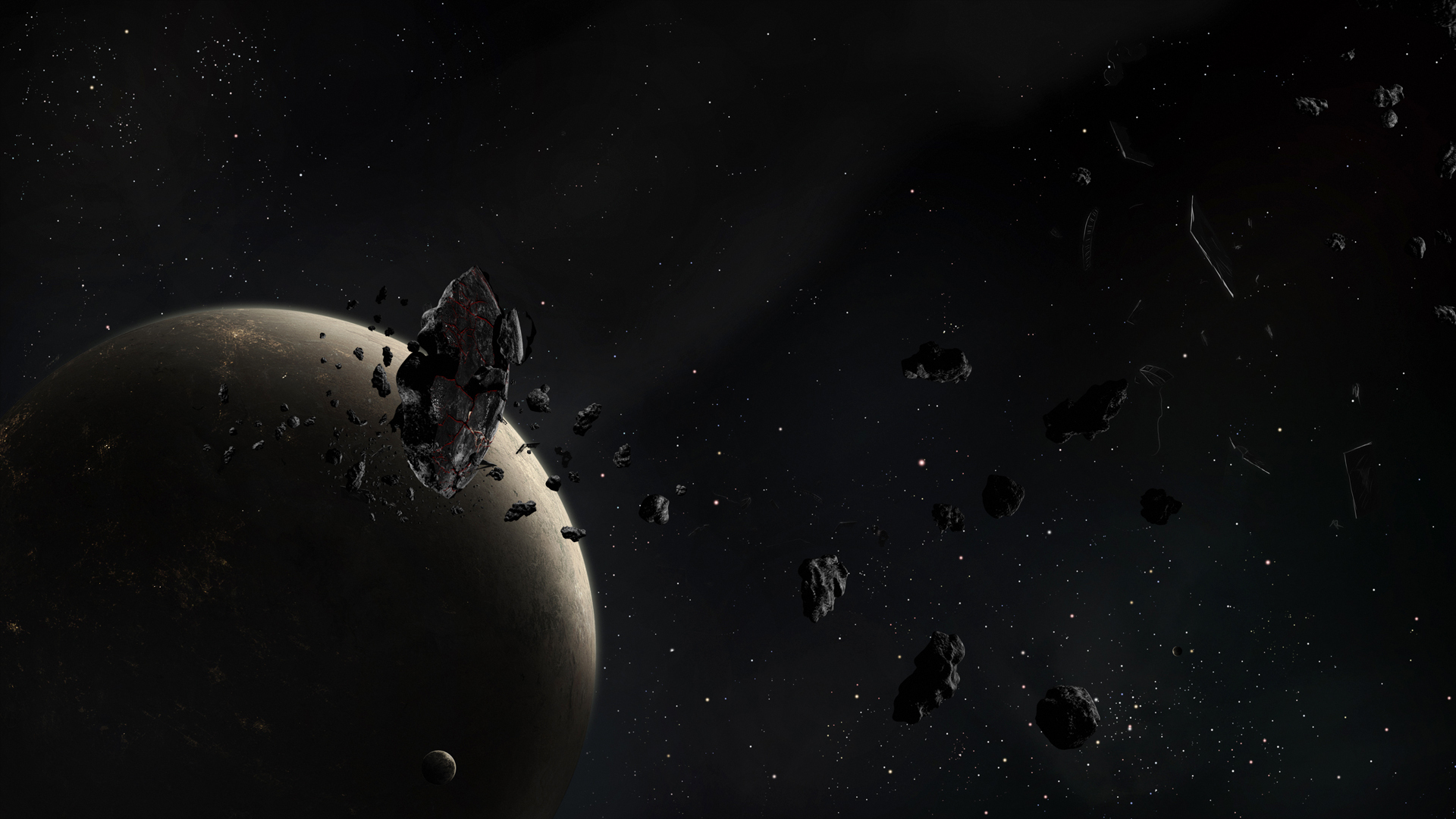 Wallpapers asteroids planet satellite on the desktop