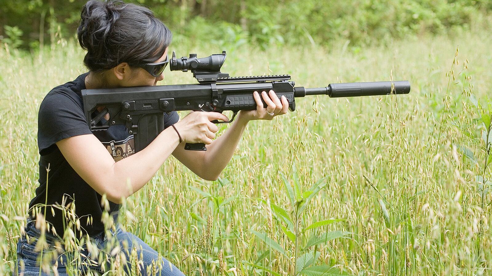 Wallpapers girl sniper weapon on the desktop