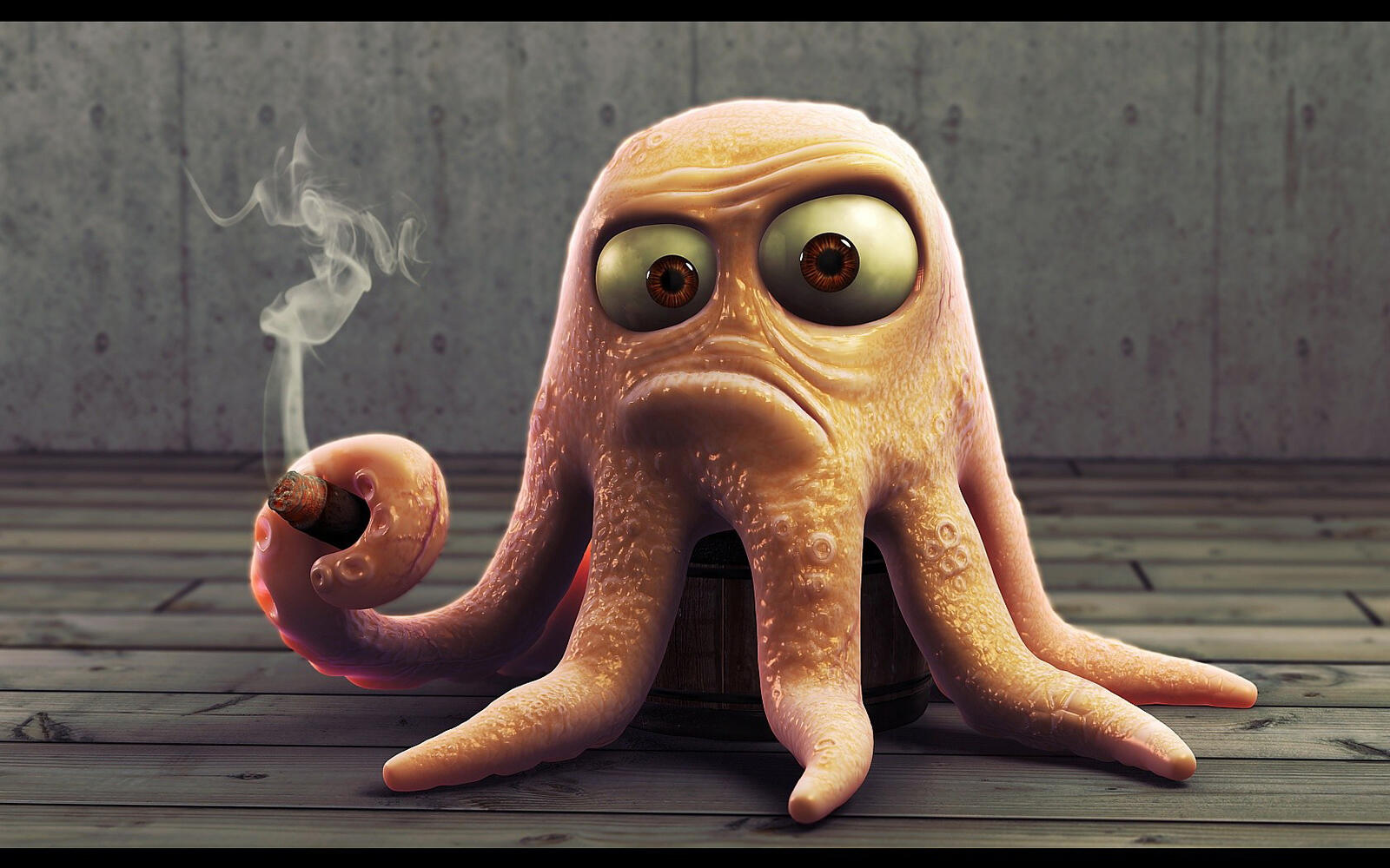 Wallpapers octopus boss with a cigar on the desktop