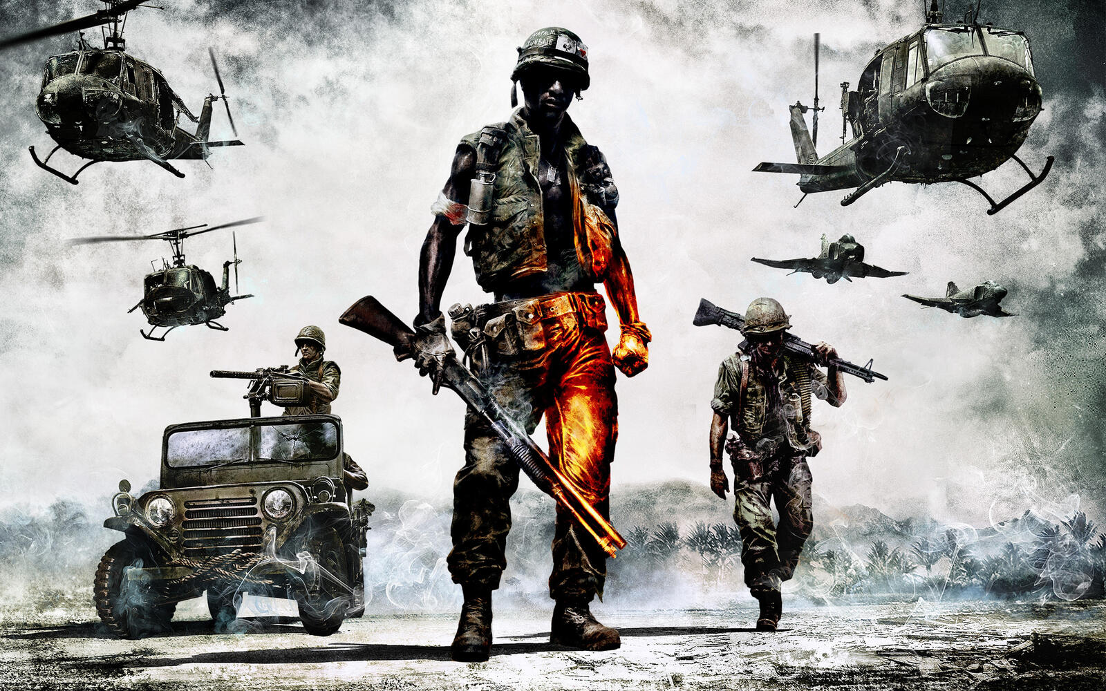 Wallpapers battlefield: bad company ii armed infantry and aircraft soldiers on the desktop