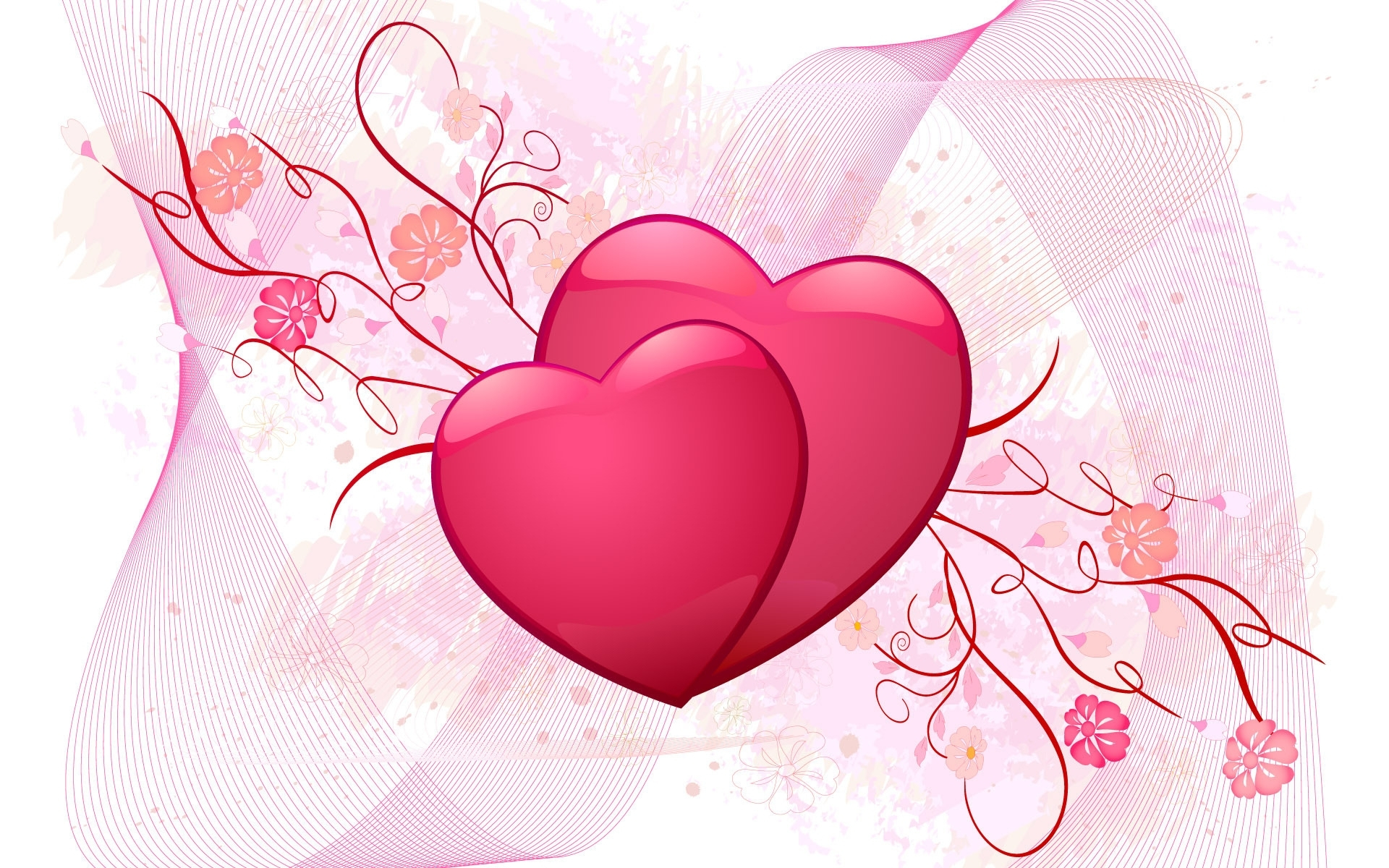 Wallpapers drawing hearts pink on the desktop