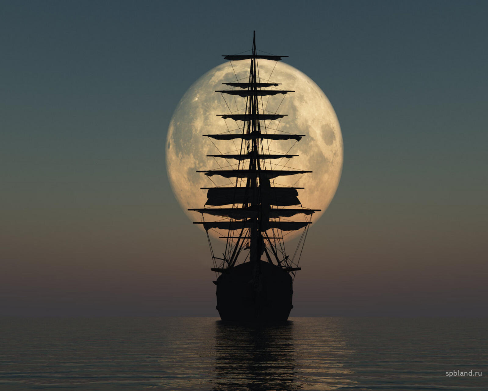 Wallpapers silhouette night ship on the desktop