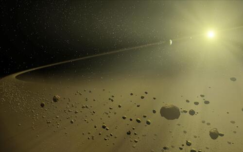 Meteorites in dusty space