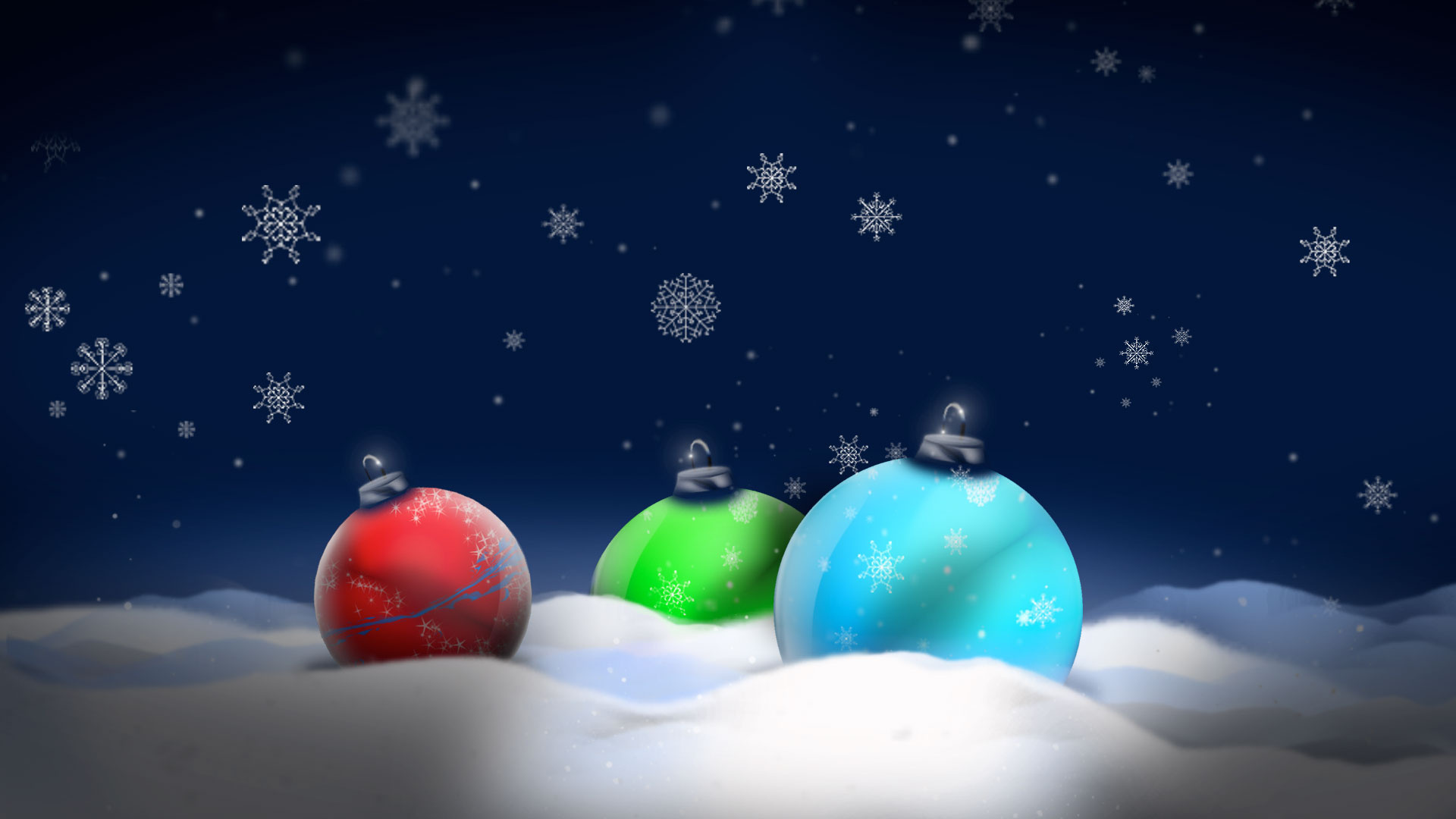 Фото бесплатно шарики, снег, снежинки