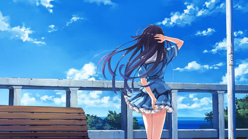 Anime Girl in a Blue Dress