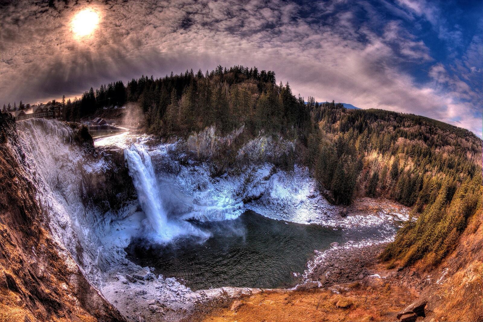 Обои Snoqualmie Falls Washington State водопад на рабочий стол