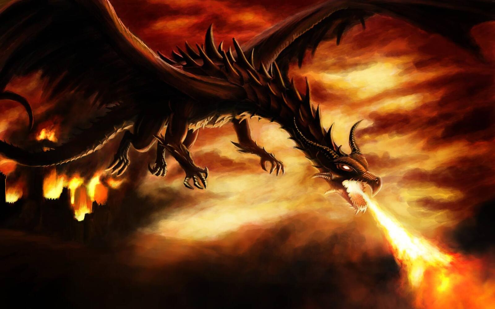 Бесплатное фото Картинка дракон, пламя на рабочий стол