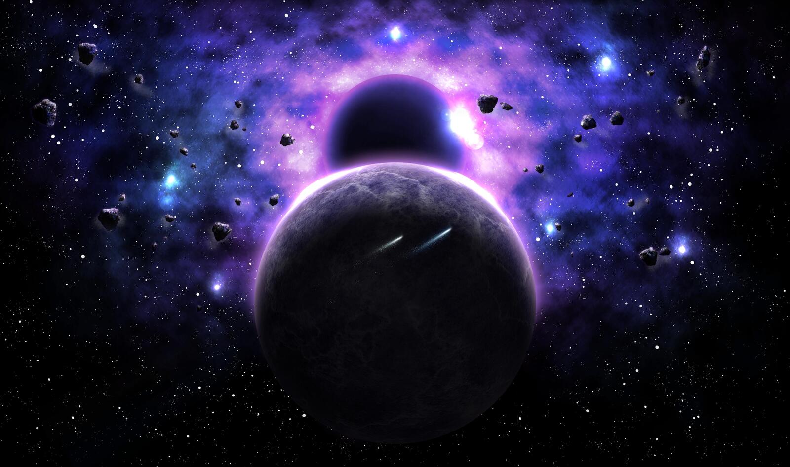 Wallpapers space planets stones on the desktop