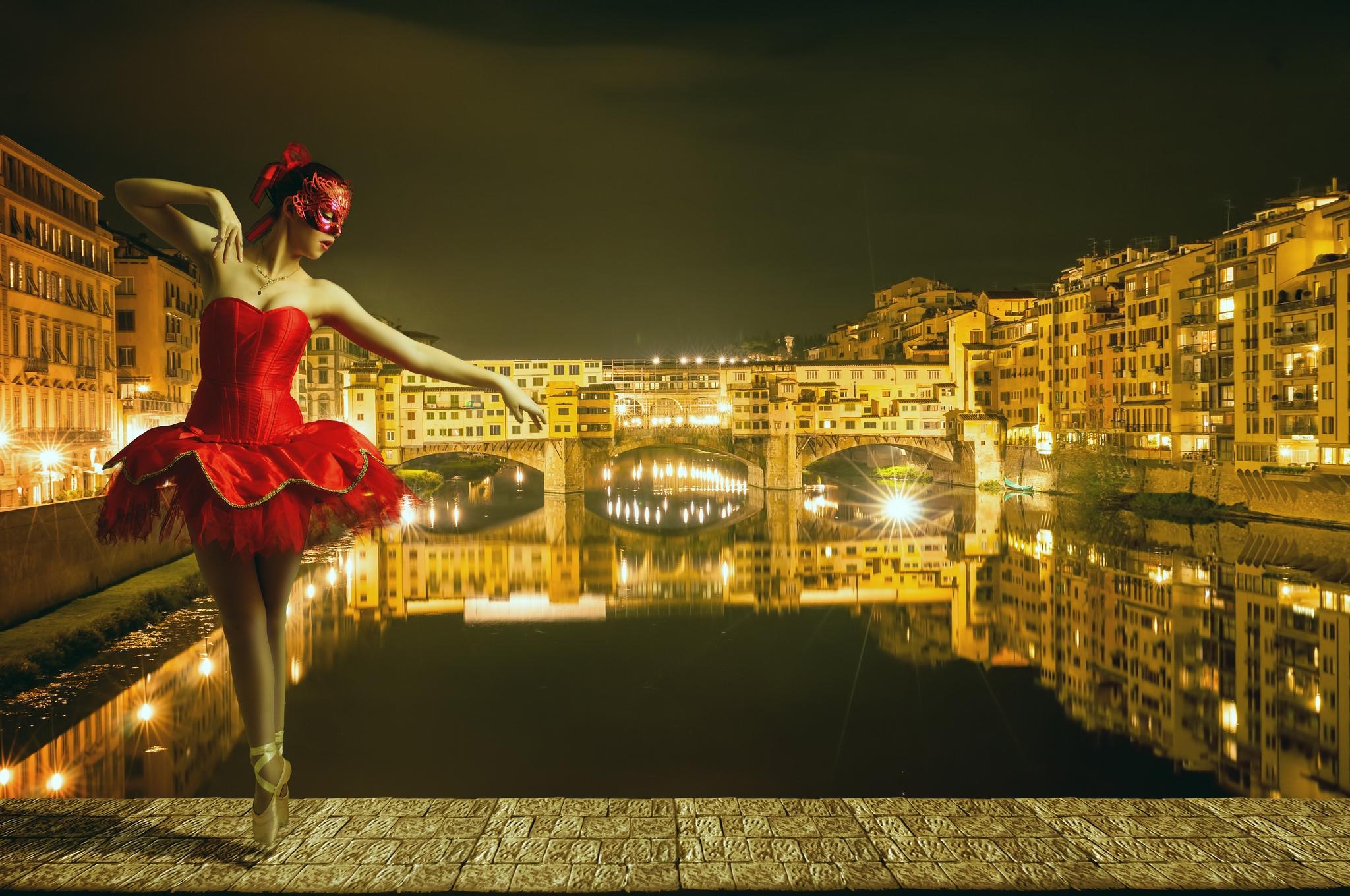 Wallpapers Bridge Ponte Vecchio Florence girl on the desktop