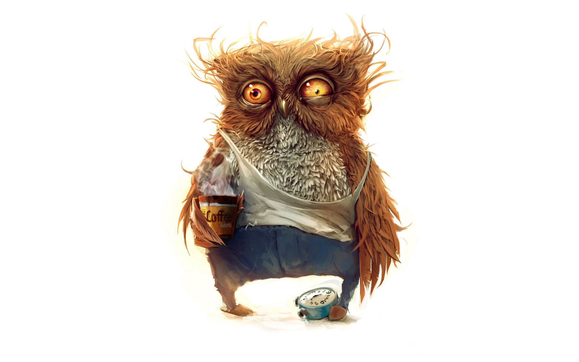 Wallpapers not slept owl drowsy eyes feathers upright on the desktop