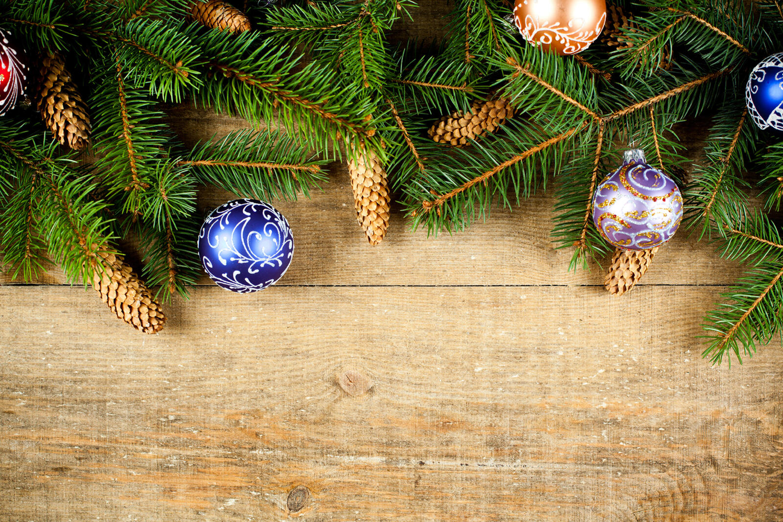 Wallpapers Christmas toys tree branches background on the desktop