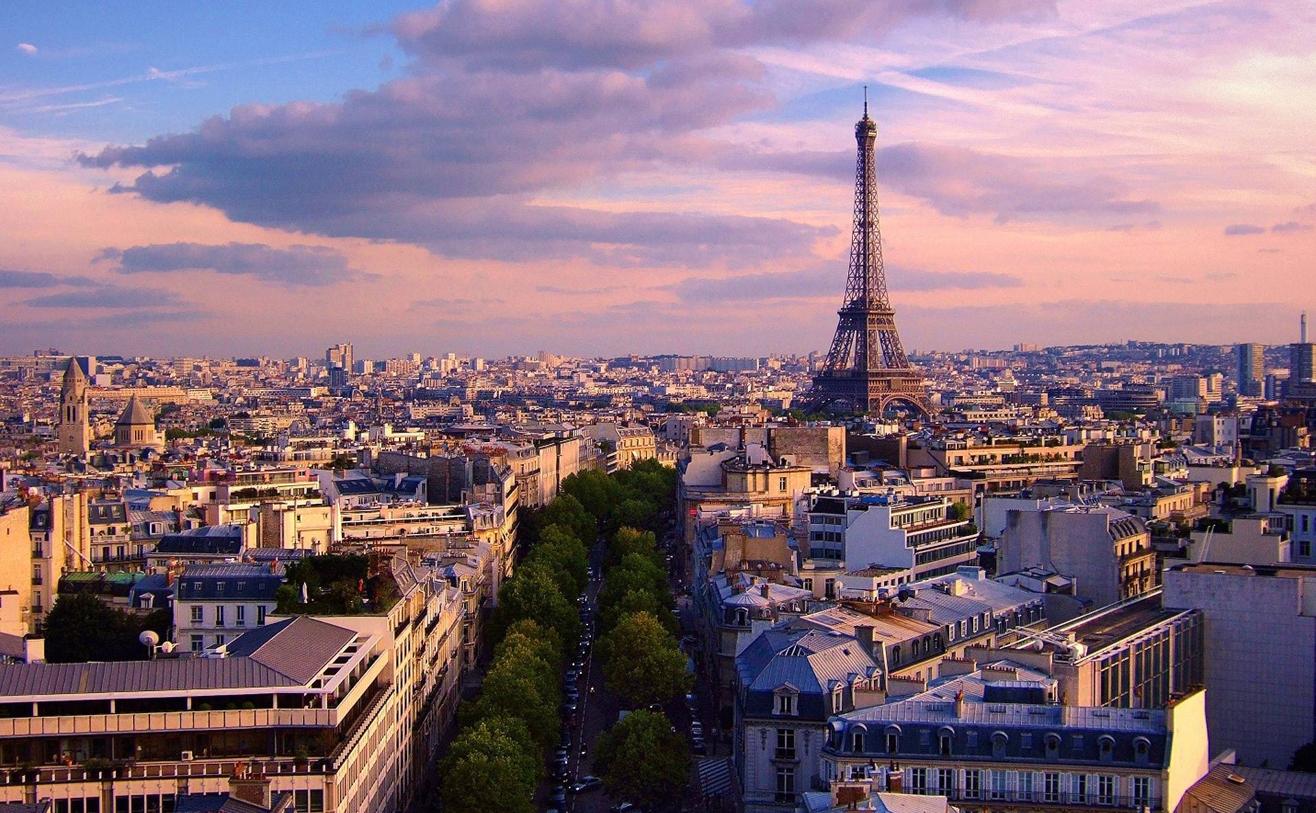 Wallpapers view from above evening Paris on the desktop