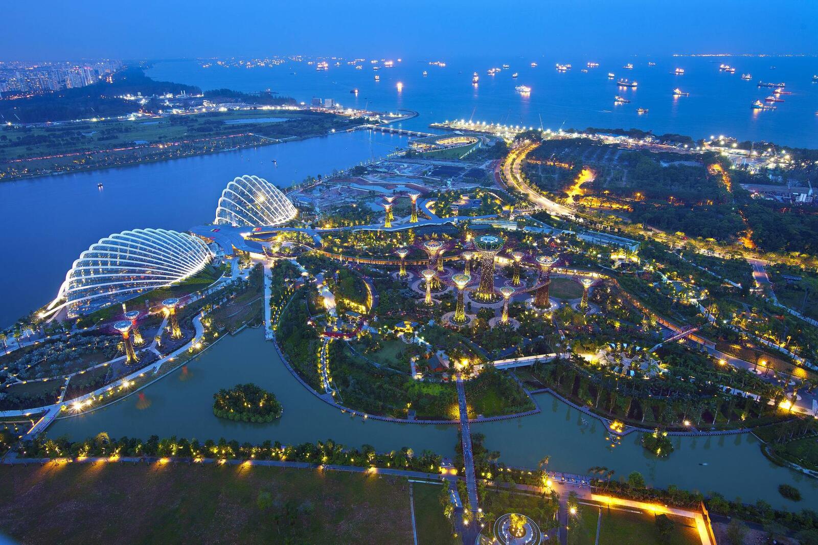 Обои город Сингапур вид сверху на рабочий стол
