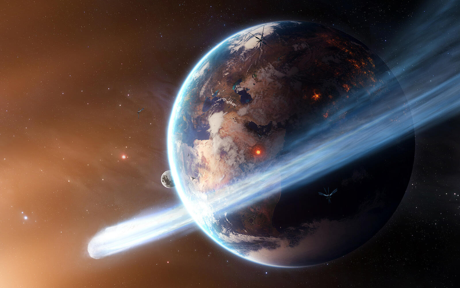 Обои планеты метеорит комета на рабочий стол