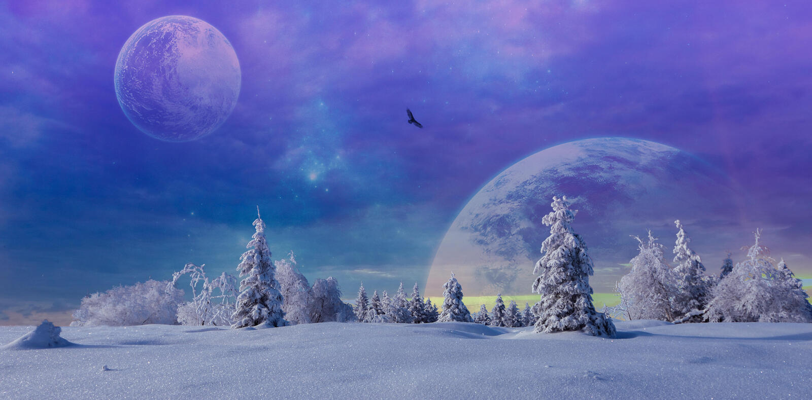 Wallpapers radiance planets snow on the desktop