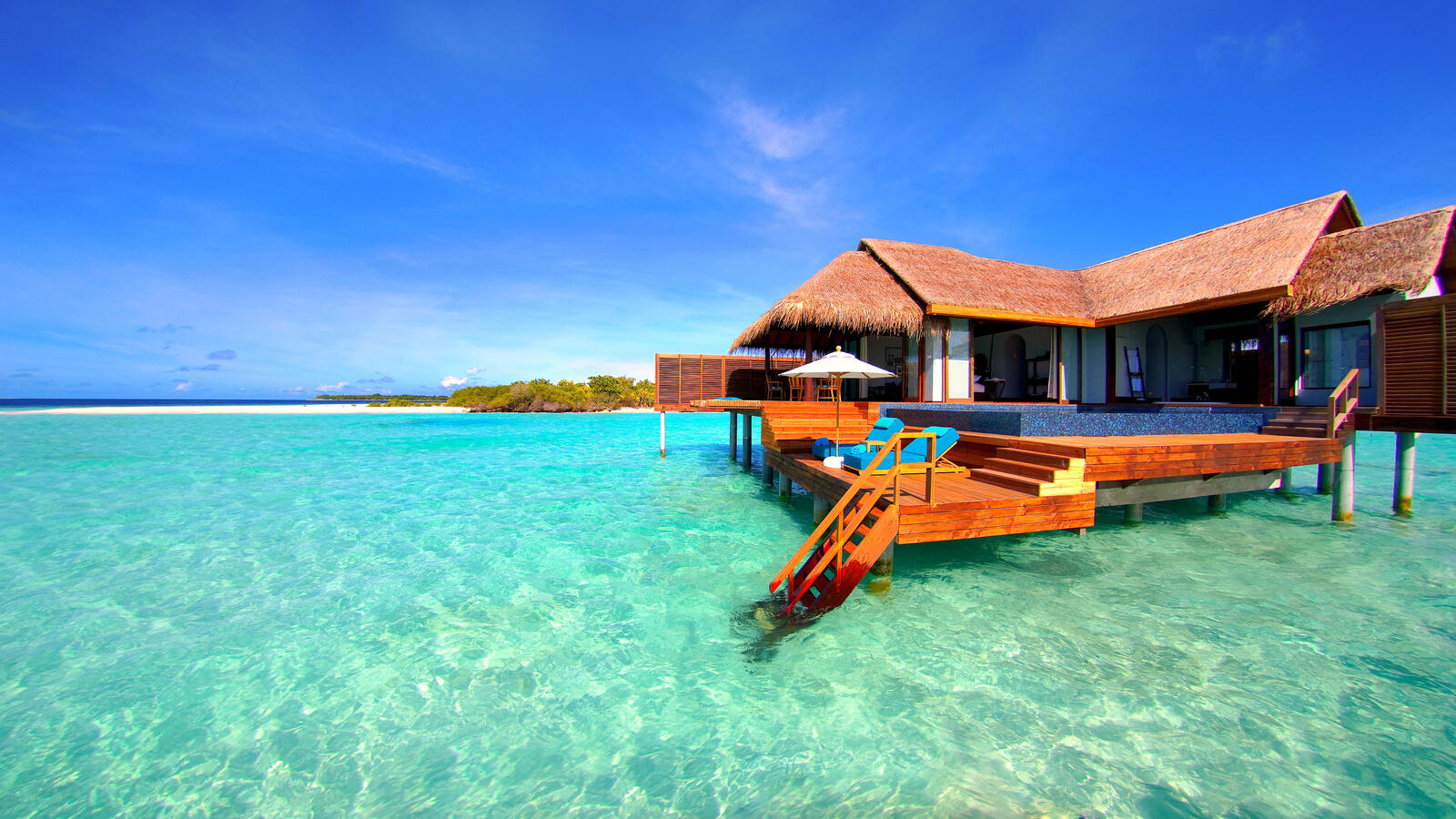 Бесплатное фото Дом на глубине моря на Мальдивах