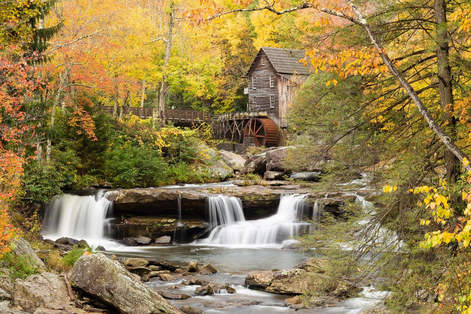Wallpapers mill Glade Creek Grist Mill waterfall on the desktop