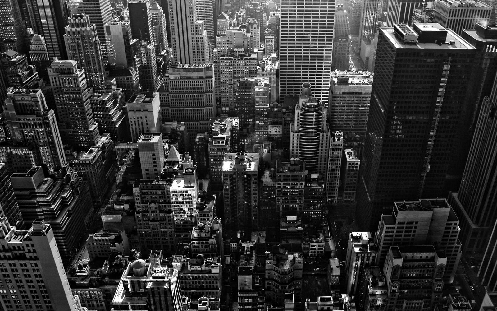 Wallpapers view from above houses skyscrapers on the desktop