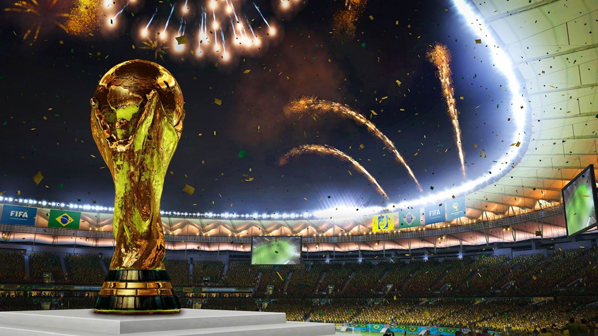 Wallpapers Fifa 2018 cup fireworks on the desktop