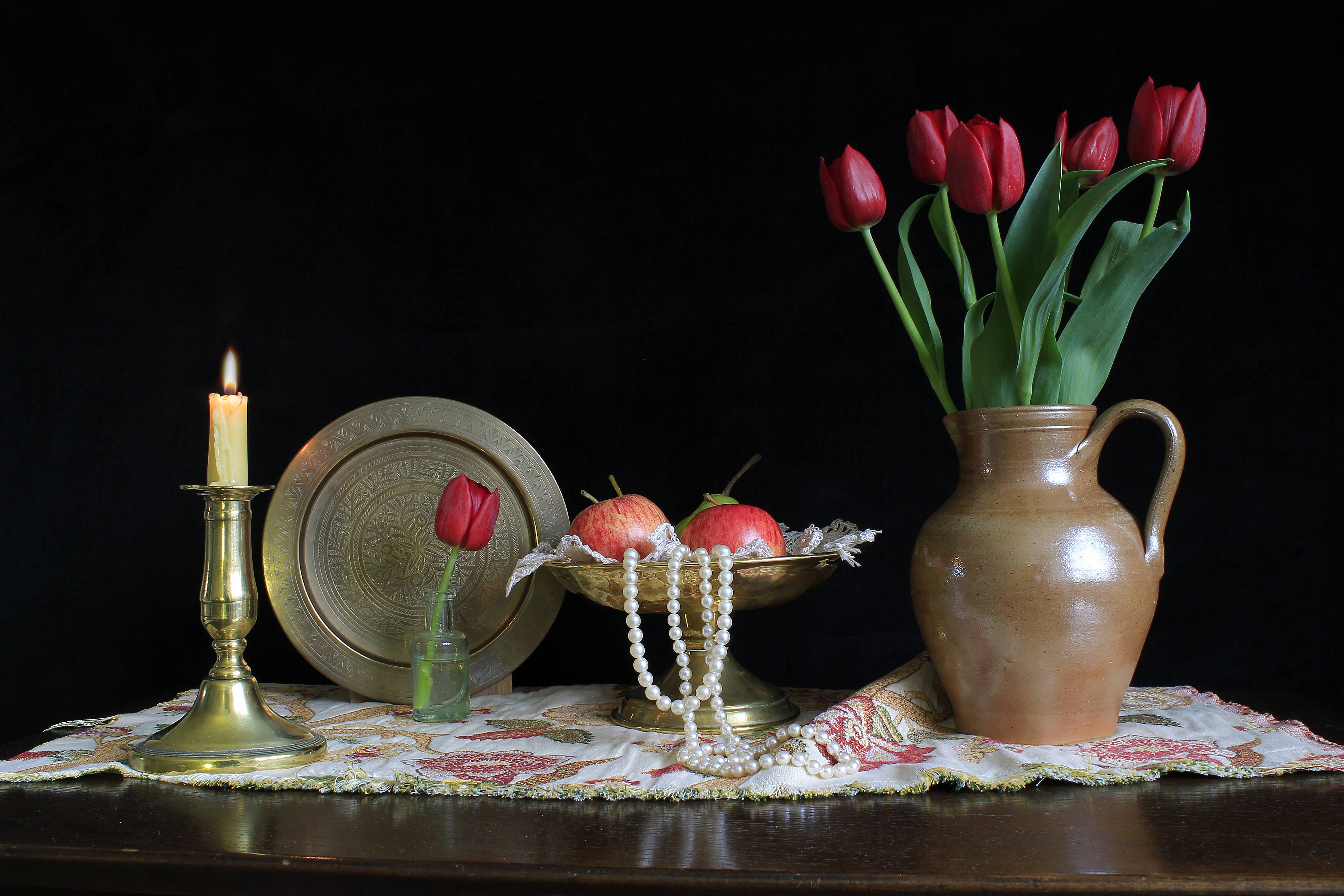 Фото бесплатно свеча, стол, ваза