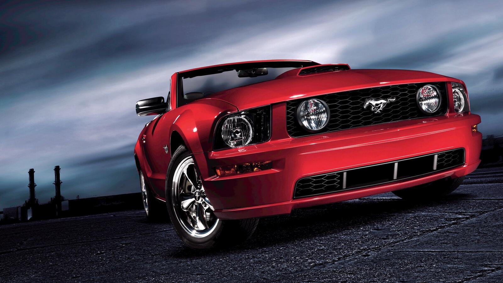 Wallpapers Ford Mustang GT red convertible on the desktop