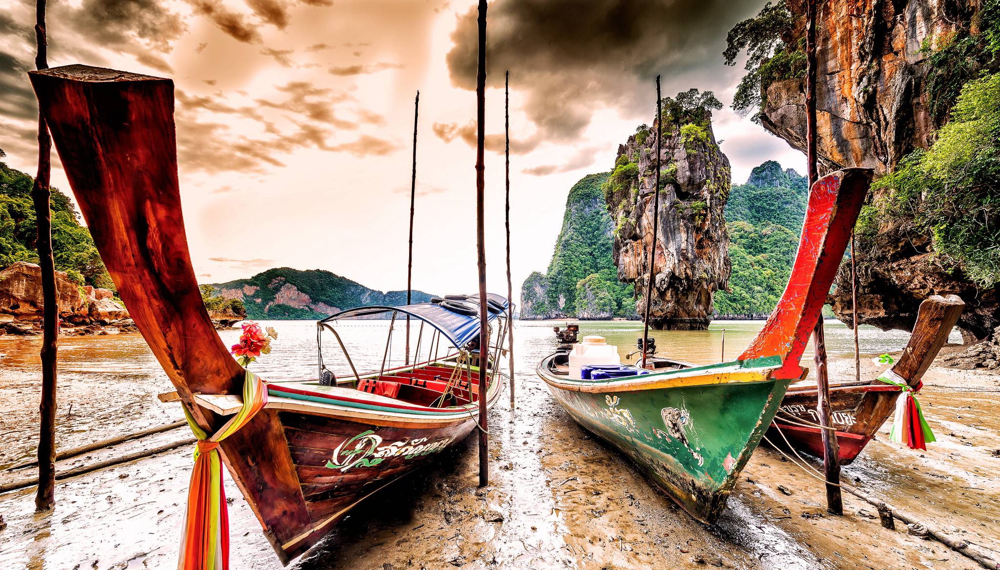 Wallpapers boats James Bond Island Phang Nga on the desktop