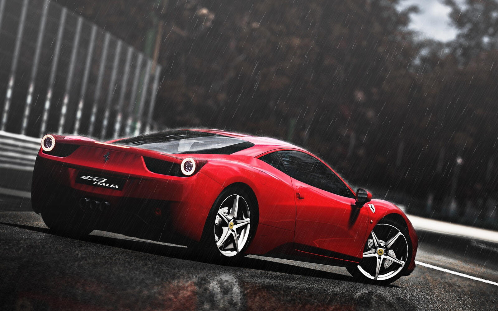 Обои Ferrari 458 Italia суперкар дождь на рабочий стол