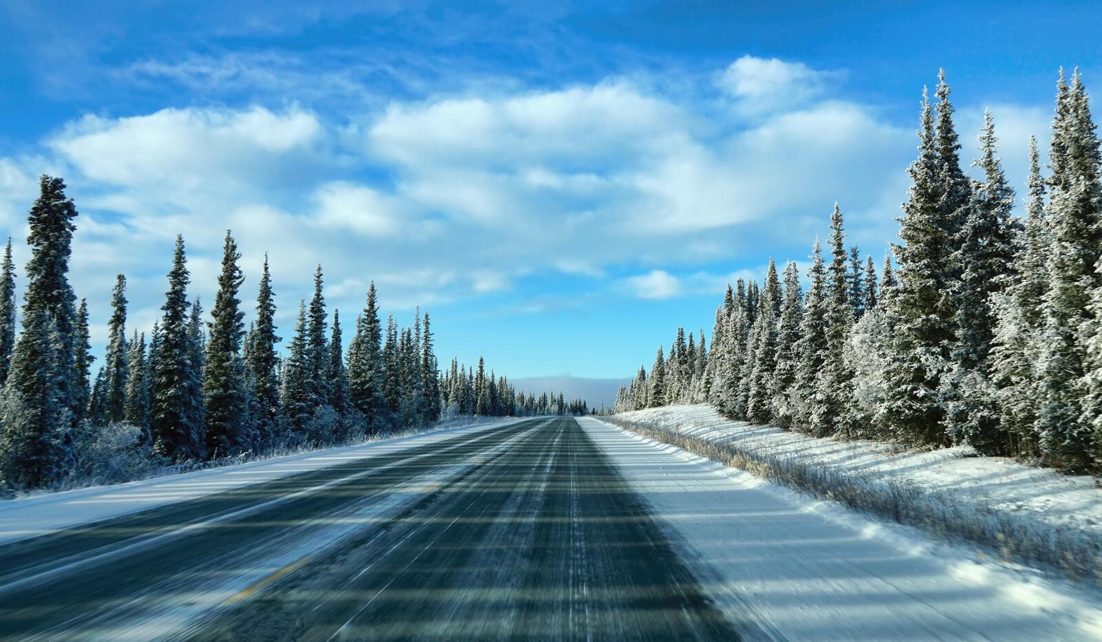 Обои Аляска зима дорога на рабочий стол