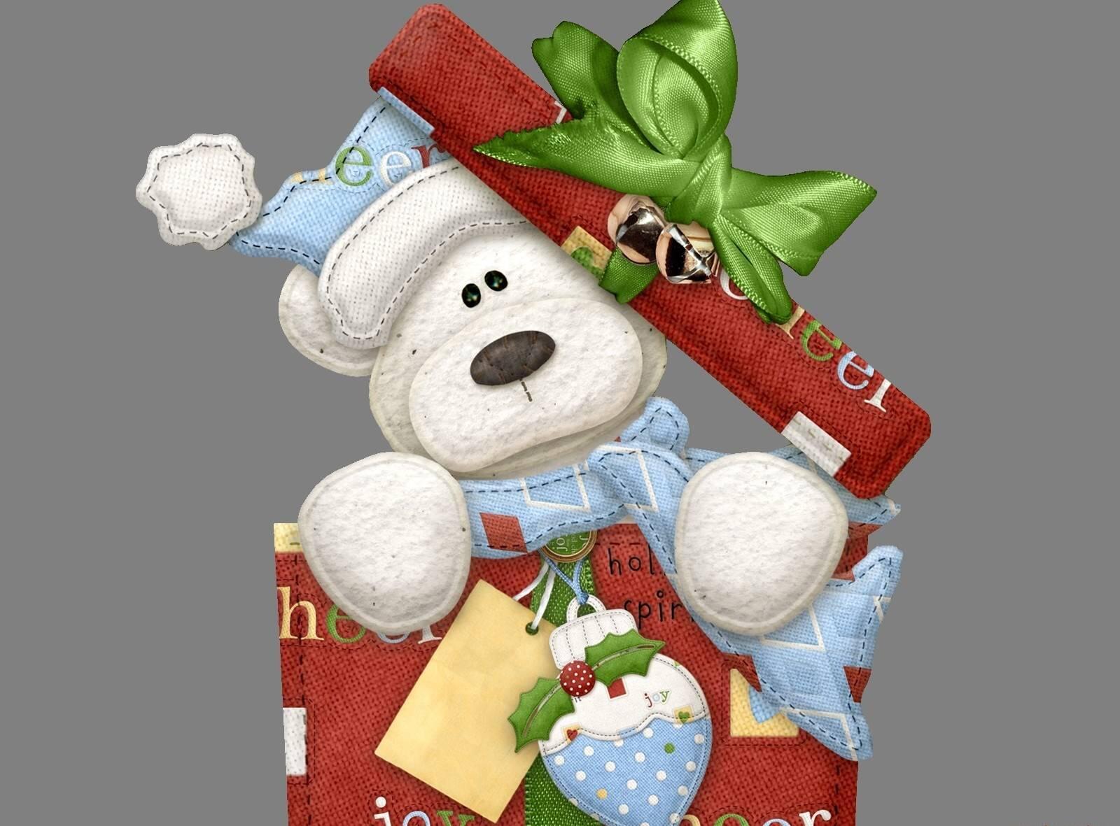 Wallpapers new year bear gift on the desktop