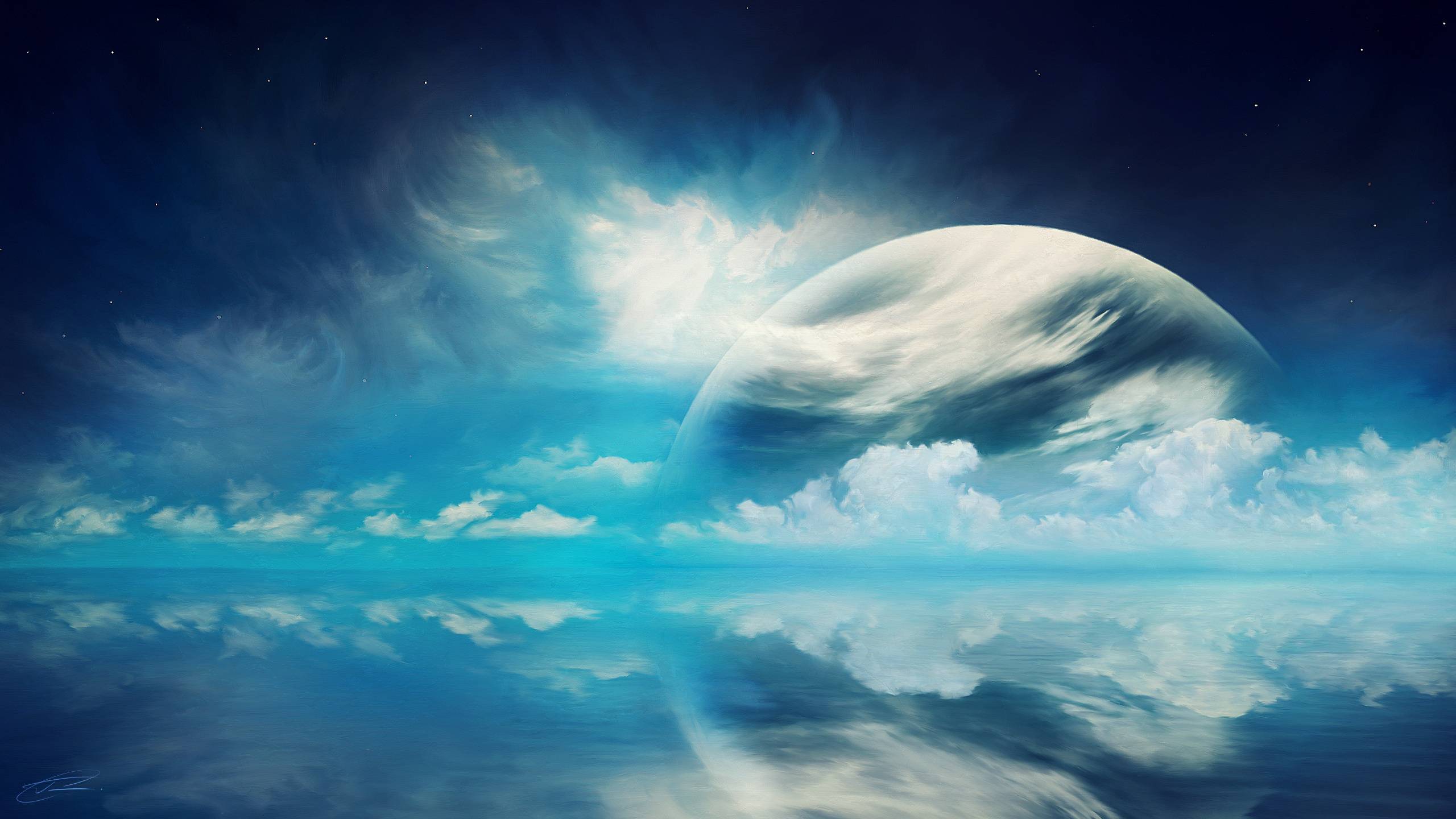 桌面上的壁纸云彩 行星 未知世界