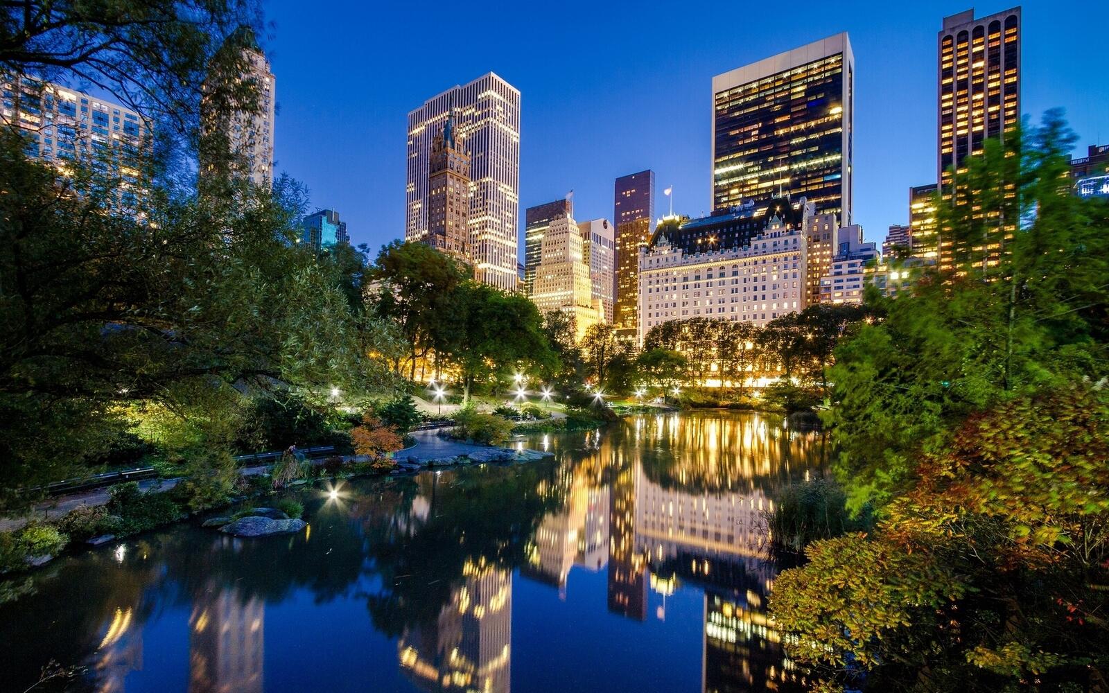 Wallpapers Central Park New York City evening on the desktop