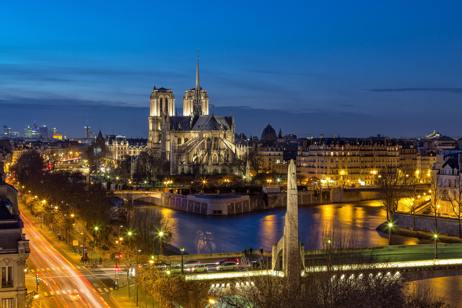 Wallpapers Notre dame cathedral night city cityscape on the desktop
