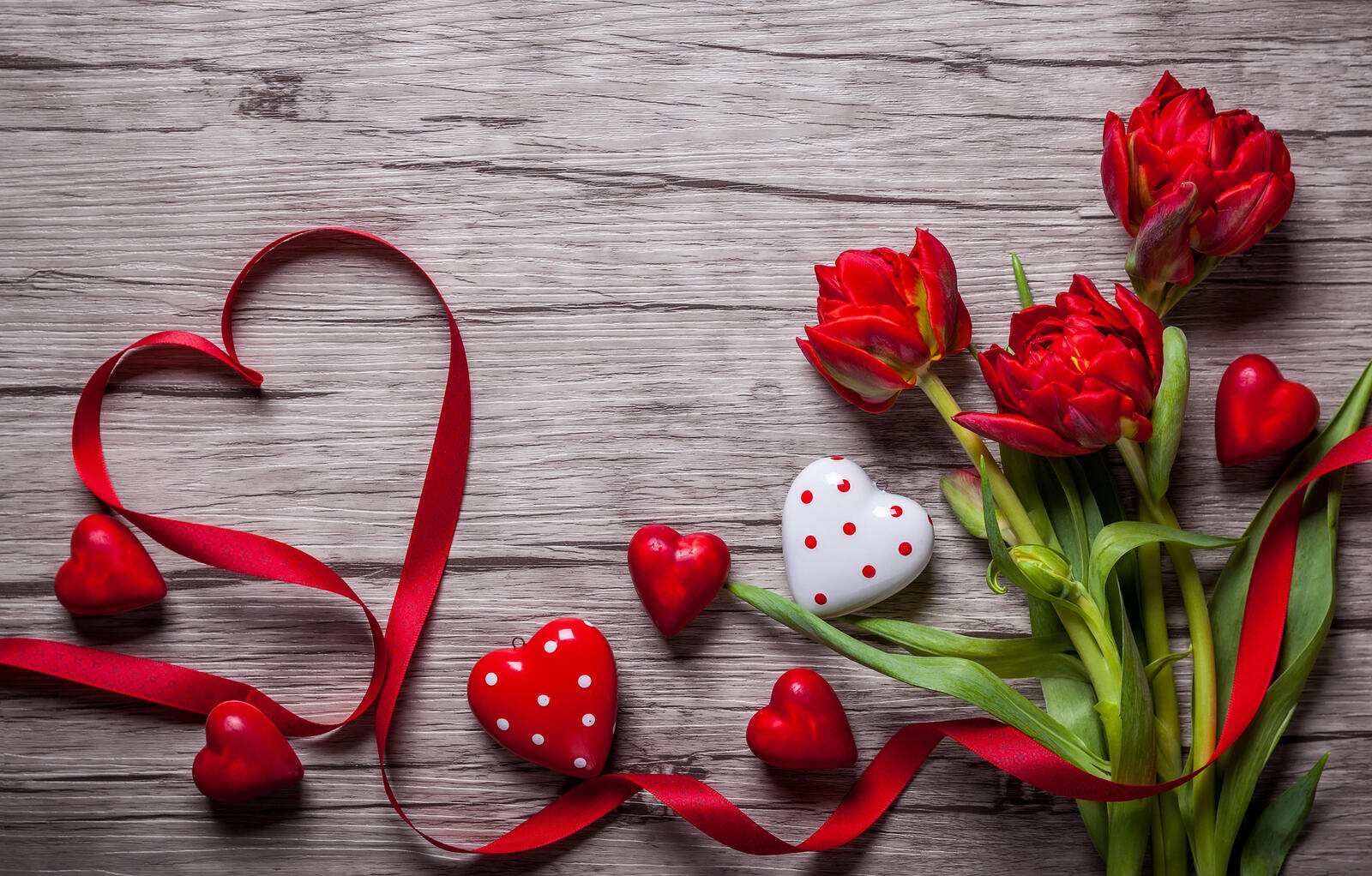 Free photo Ribbon hearts for Valentine`s Day.