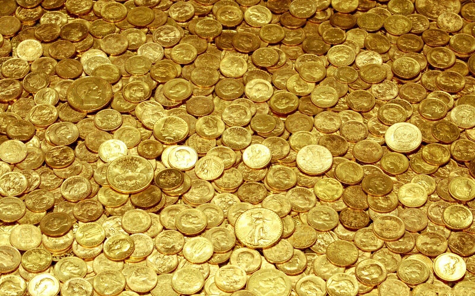 Wallpapers coins metal yellow on the desktop