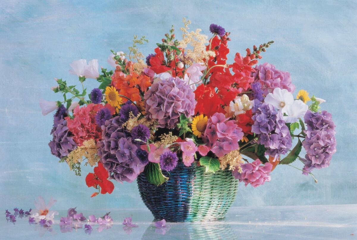Beautiful wallpapers flowers basket telephone