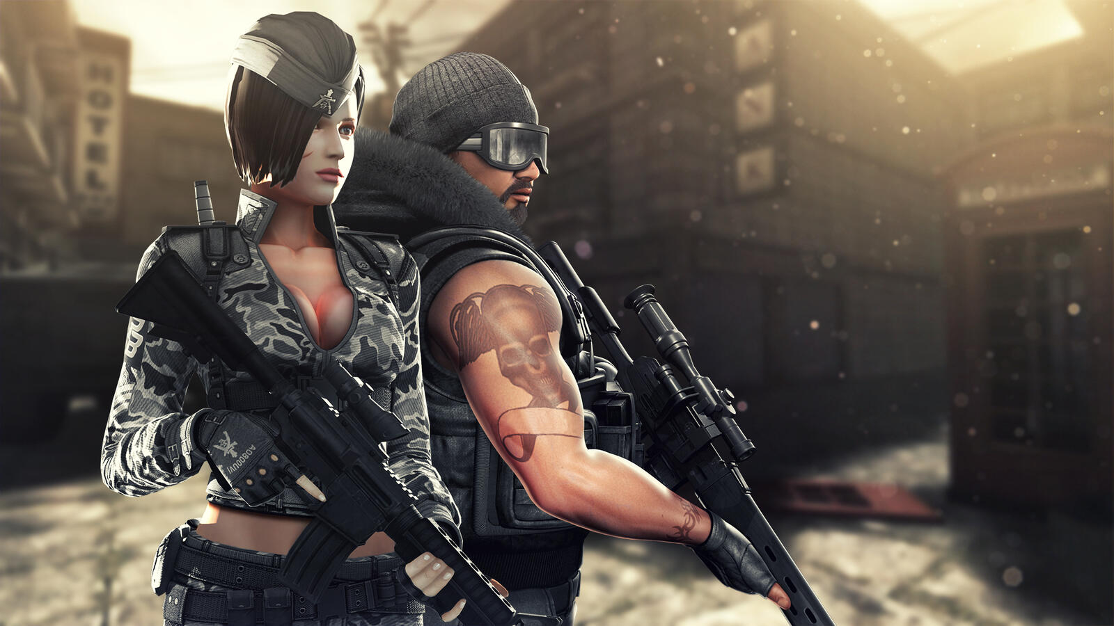 Wallpapers fighters couple machine guns on the desktop