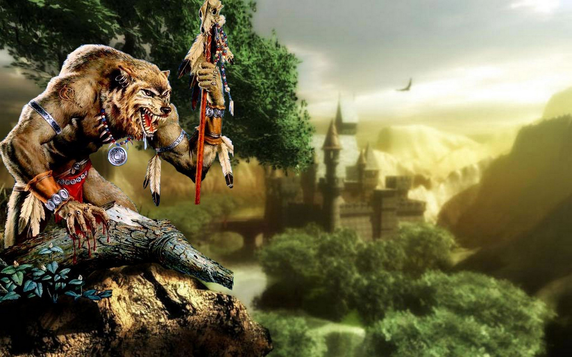 Wallpapers wolf chief shaman on the desktop