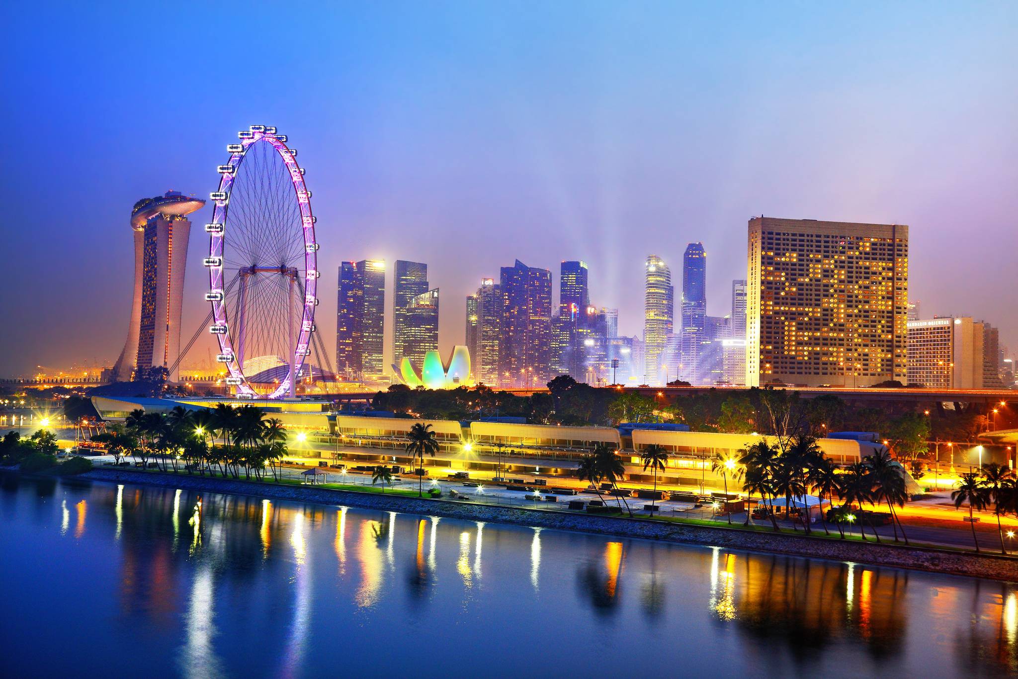 Обои Сингапур вечерний город город - бесплатные картинки на Fonwall