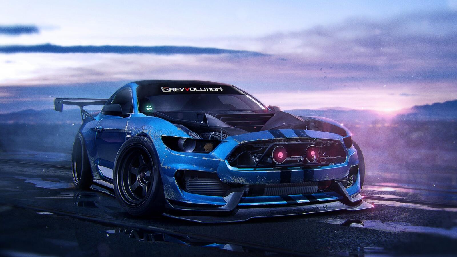 Free photo A rendering of the Ford Mustang Shelby GT-350.