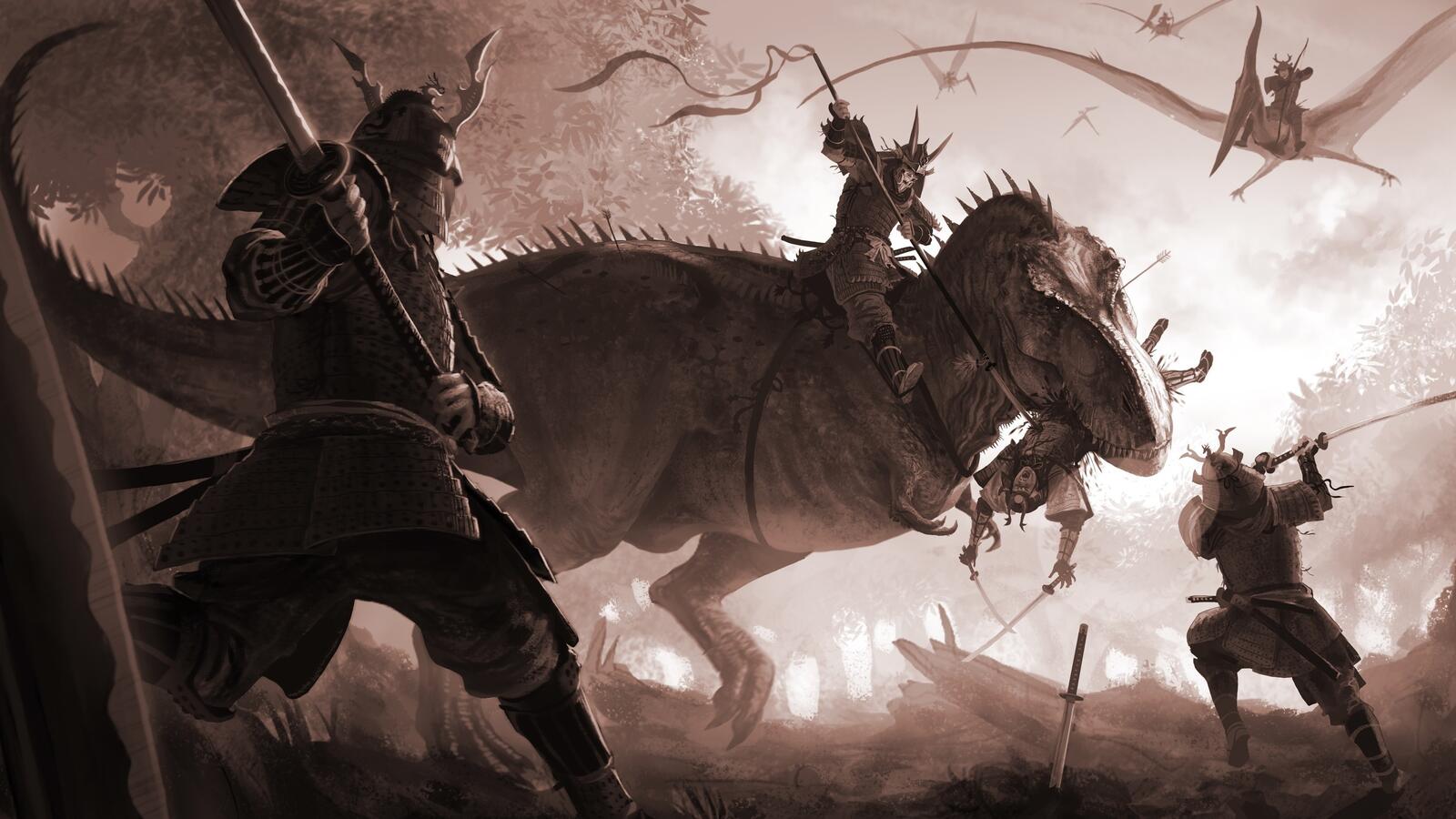 Wallpapers Dinosaurs warriors armor on the desktop