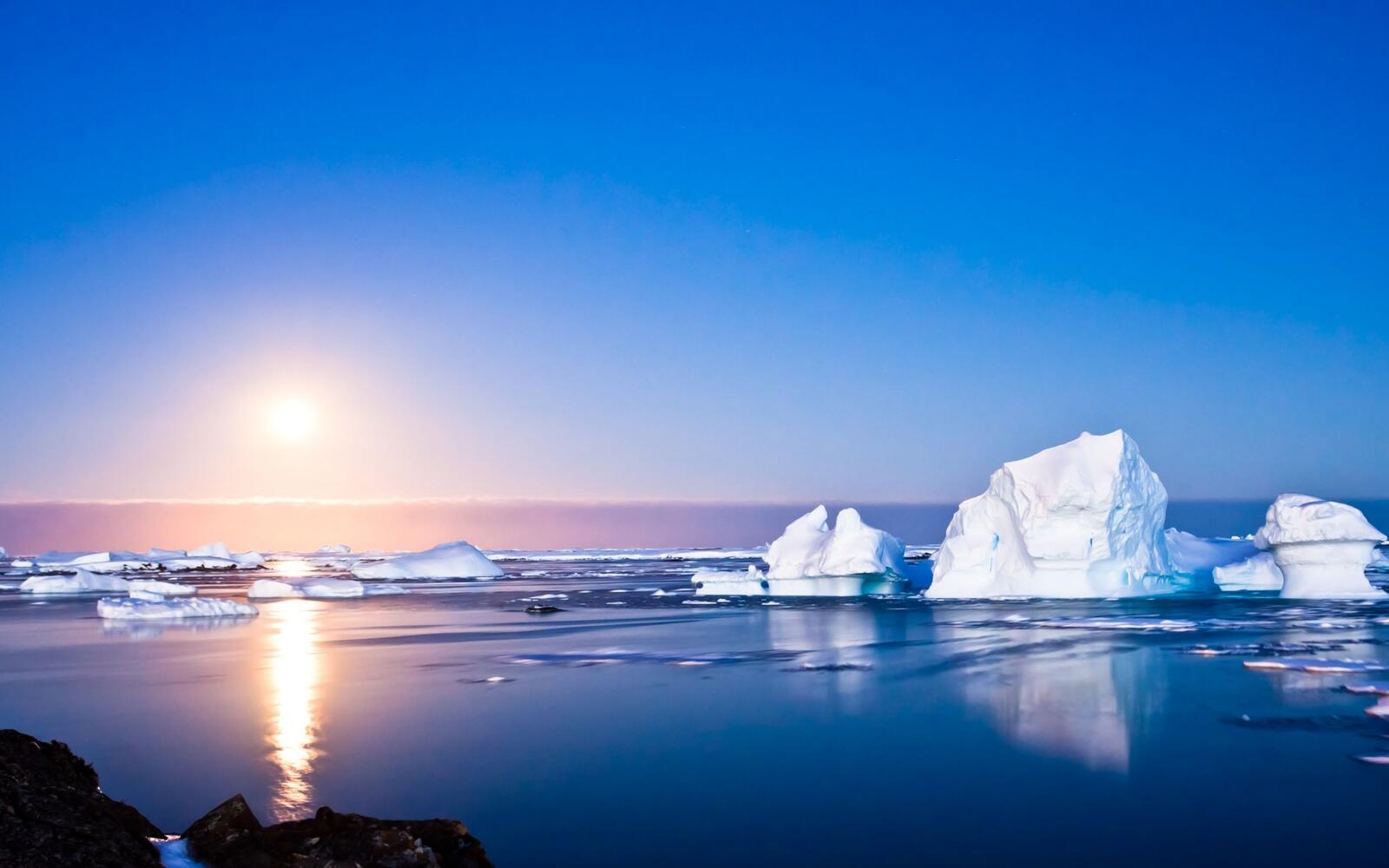 Обои Арктика океан солнце на рабочий стол