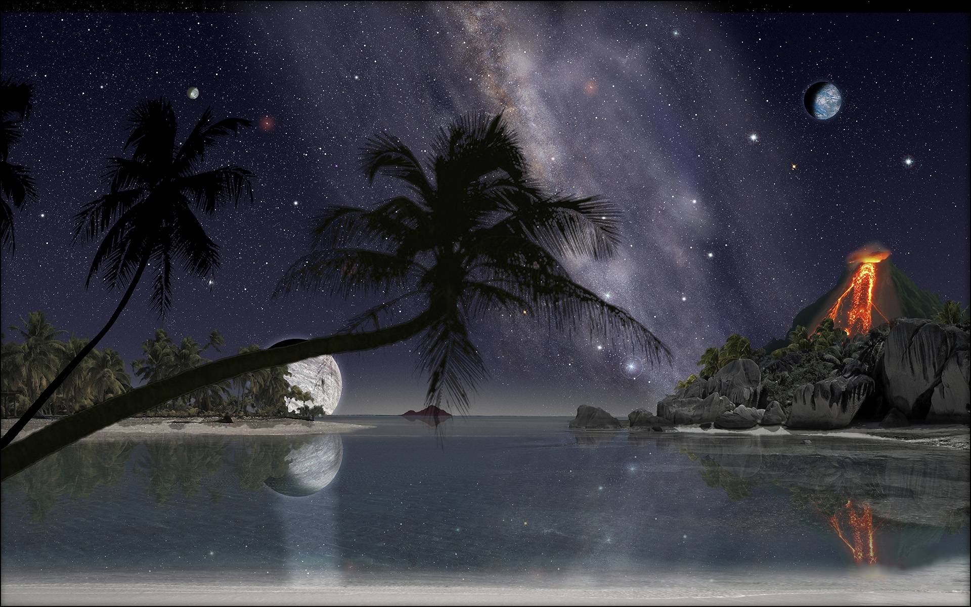 Тропический остров ночью