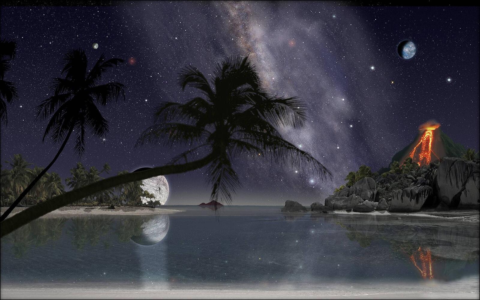 Wallpapers night sea lagoon on the desktop
