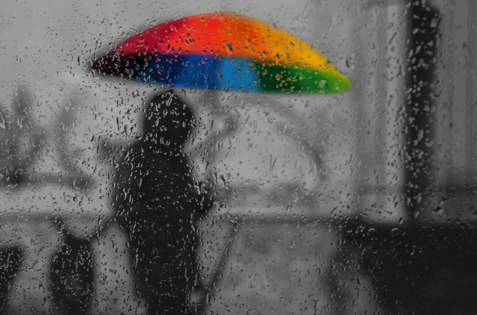 Wallpapers bright umbrella glass rain on the desktop